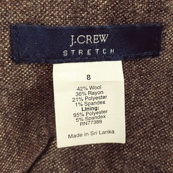 J.Crew Brown Tweed Ankle Length Wool Blend Maxi Pencil Skirt Womens 8 Medium EUC - Picture 8 of 10